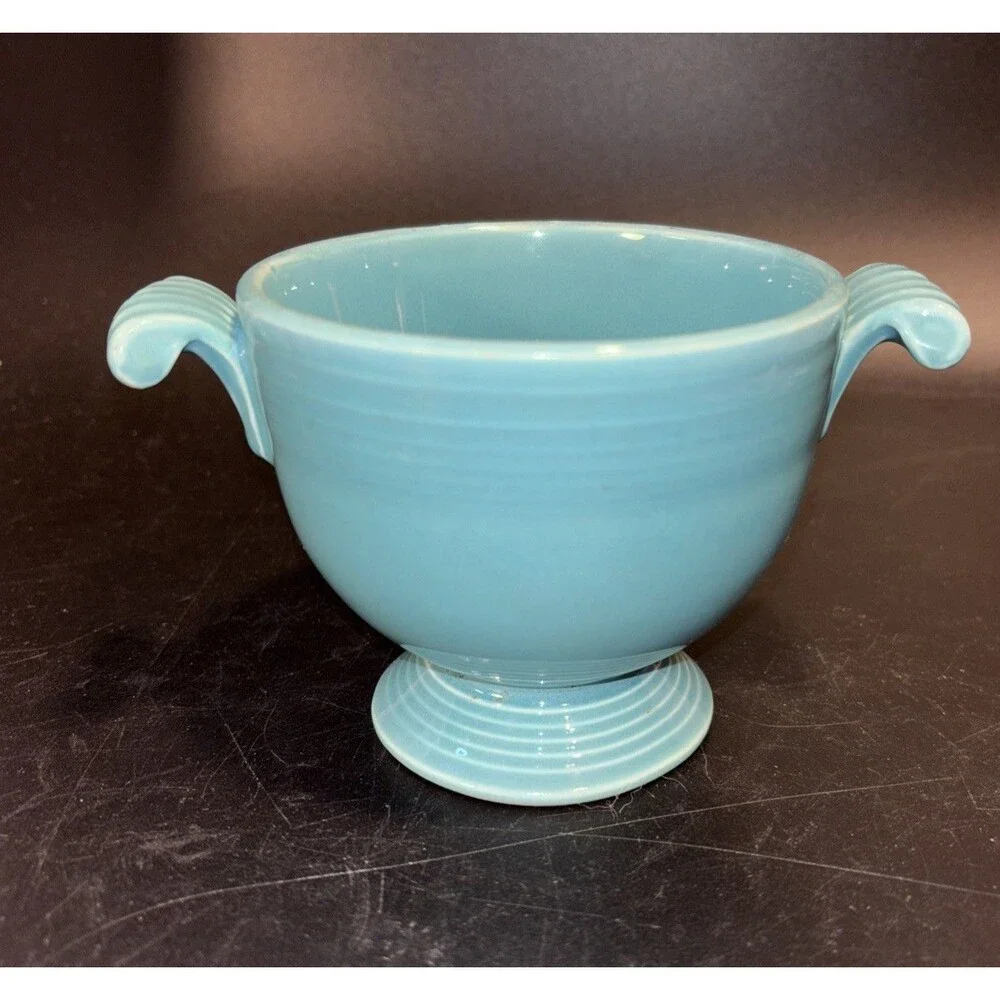 Vintage Fiesta Turquoise (Older) Sugar Bowl No Lid older color Homer Laughlin